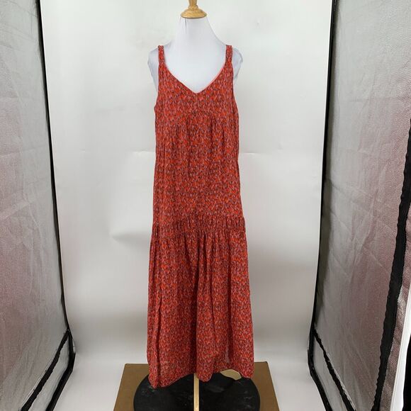 Joie Tea Rose Maxi Dress Womens S Small Red Pink Sleeveless Tiered Boho Lined - Picture 2 of 16